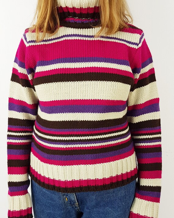 Roll neck striped sweater, Size S, Warm winter ju… - image 7