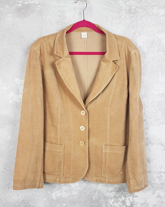 Vintage corduroy blazer, Size XL, Classic beige s… - image 2