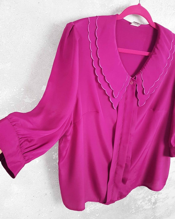 Pink vintage blouse, Size XXL, Decorative embroid… - image 5