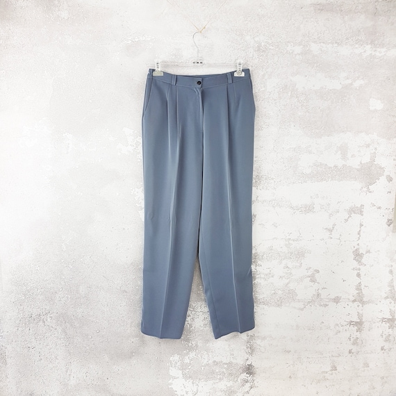 Blue pants with a crease, Size M, Vintage dress p… - image 1