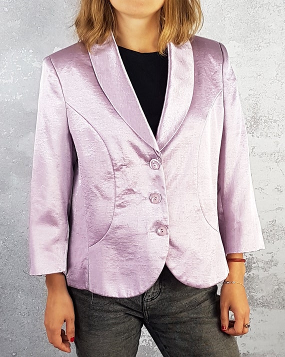 Vintage cropped lilac pink blazer, Size M, Short … - image 2