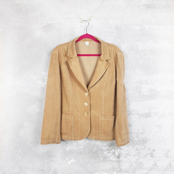 Vintage corduroy blazer, Size XL, Classic beige s… - image 1