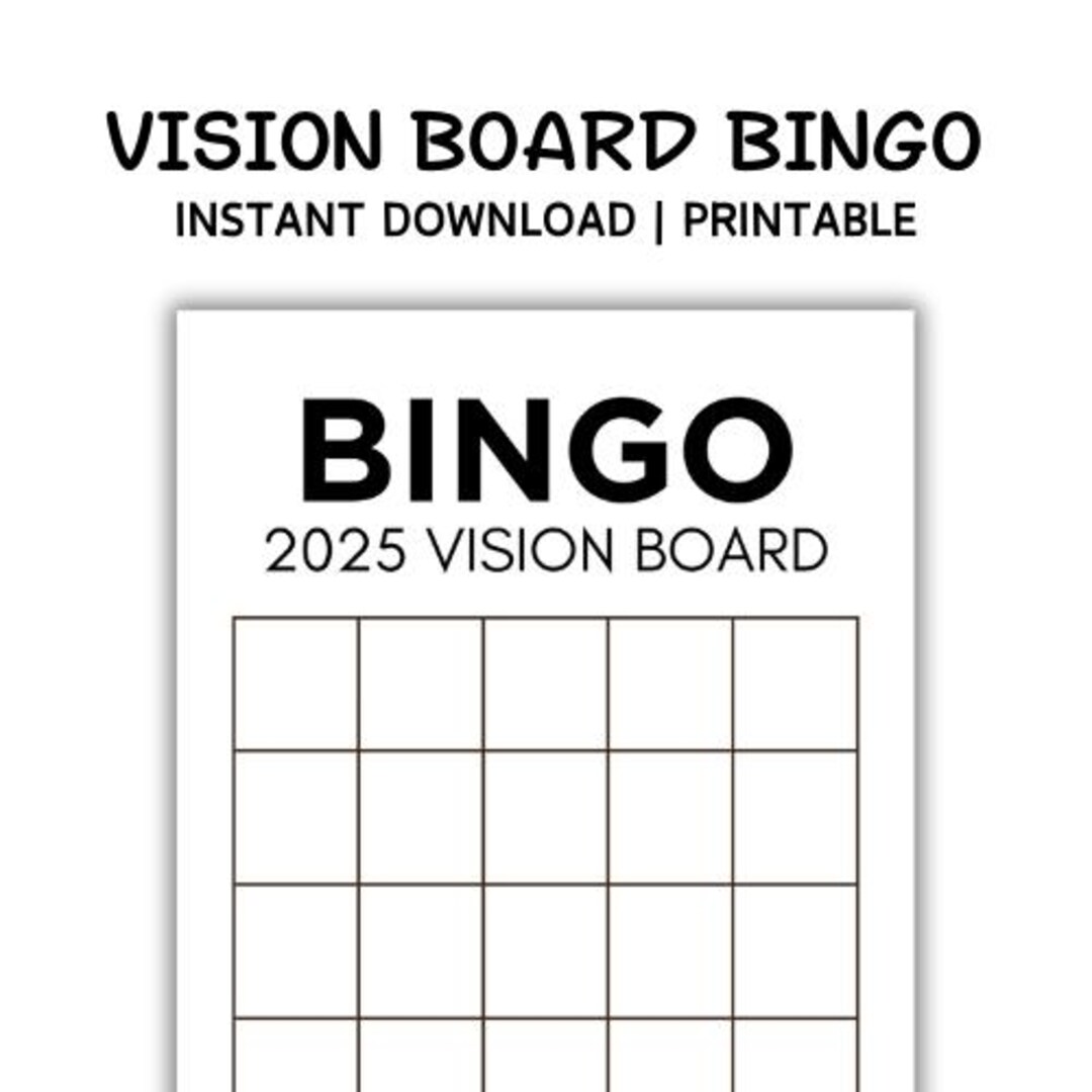 Vision Board Bingo Card | Goal Setting | New Year Goals | Blank Card ...