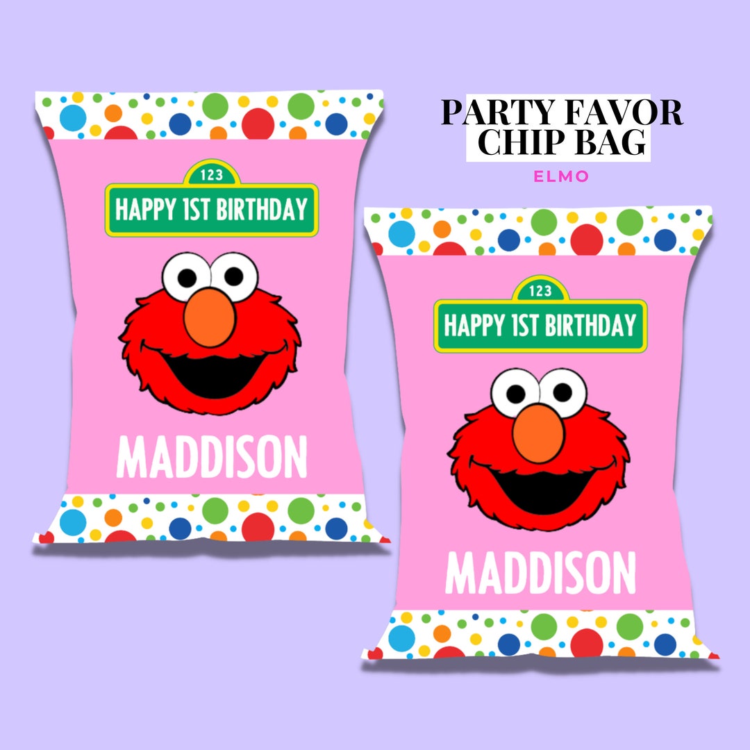 Elmo Party Chip Bag Elmo Birthday Editable Party Favors Etsy