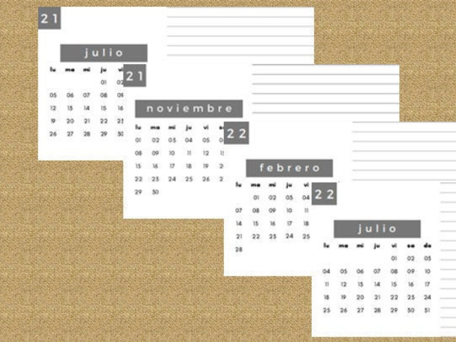 2021 2022 calendar with notes spanish etsy