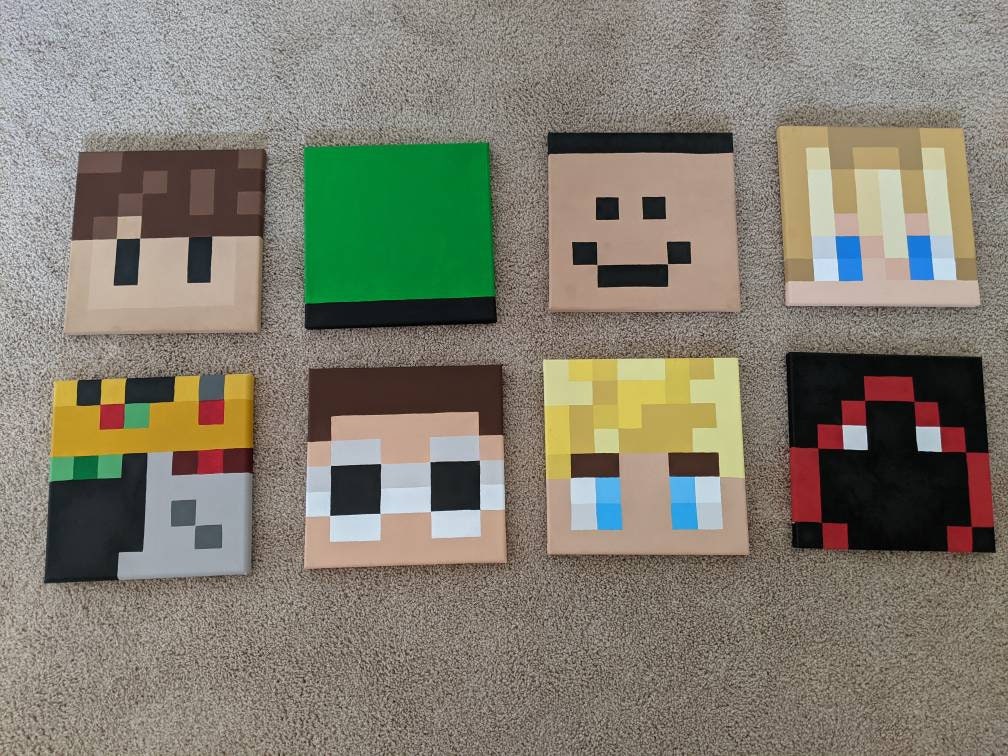 Dream Smp Mcyt Custom Minecraft Head Paintings Etsy