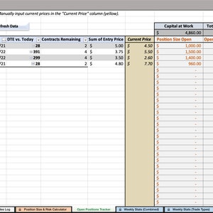 OPTIONS TRADING JOURNAL Excel Spreadsheet | Day Trading Swing Trading ...