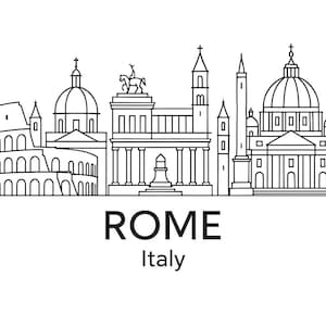 Rome Skyline Line Art Print | Minimalist Cityscape (digital Download ...