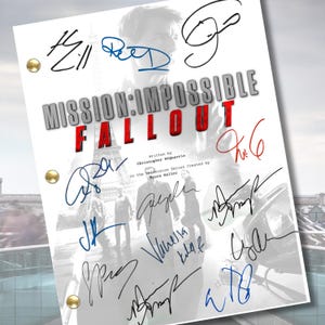 Mission: Impossible – Fallout Script Reprint | 207 Pages | 12 Facsimile Autographs | Tom Cruise Ethan Hunt Movie Memorabilia