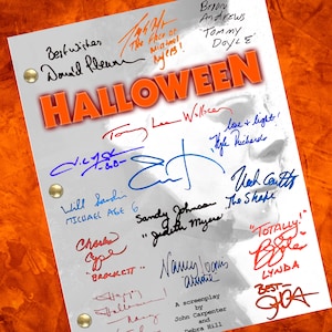 Halloween Movie Script Cast Autographed Signed Reprints Michael Myers Jamie Lee Curtis