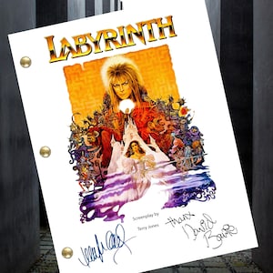 Labyrinth Movie Starring David Bowie Autographed Signed Movie Script Reprint Full Screenplay Full Script Full Screenplay Movie Script
