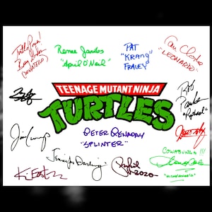 Teenage Mutant Ninja Turtles 1987-titelkaart, ondertekend door Cast Autograph Reprints