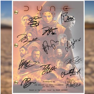 Dune Part Two Movie Script Cast Signed Autograph Reprint. Timothée Chalamet