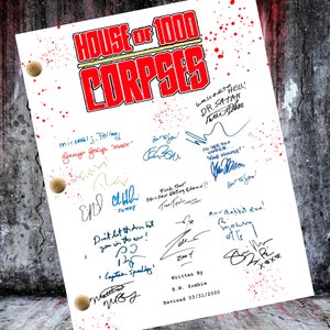 House of 1000 Corpses Script Signed- Autograph Reprints Rob Zombie