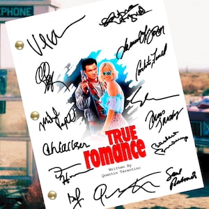 True Romance Autographed Signed Movie Script Reprint Full Screenplay Full Script, Christian Slater, Patricia Arquette, Brad Pitt, Gary Oldm.