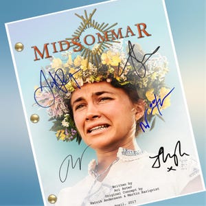 Midsommar-filmscript met handtekening en ondertekende herdrukken volledige 117 pagina&#39;s concept filmscript