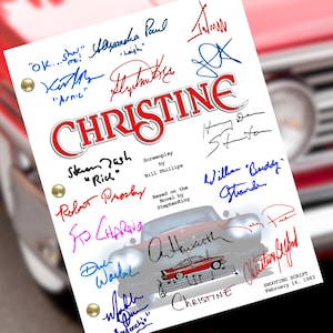 Christine (1983) gesigneerde replica van schrift | Volledig filmscenario | Omslag herdruk handtekening – Stephen King-horrorklassieker