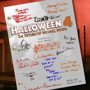 Halloween 4 The Return of Michael Myers Movie Script Reprint - Horror Fan Collectible, Facsimile Autographed Screenplay, Slasher Memorabilia