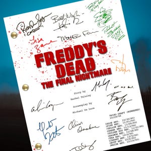 Freddy&#39;s Dead Script gegoten handtekening gesigneerde herdrukken: 146 pagina&#39;s- Freddy Krueger filmscript