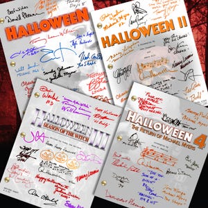 Halloween 1, 2, 3 & 4 Movie Script Collection, Signed Autograph Reprints Horror