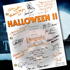 Halloween 2 Movie script reprint, signed autograph by cast! Horror collectible, Michael Myers, fan gift. Perfect for movie lovers & horror