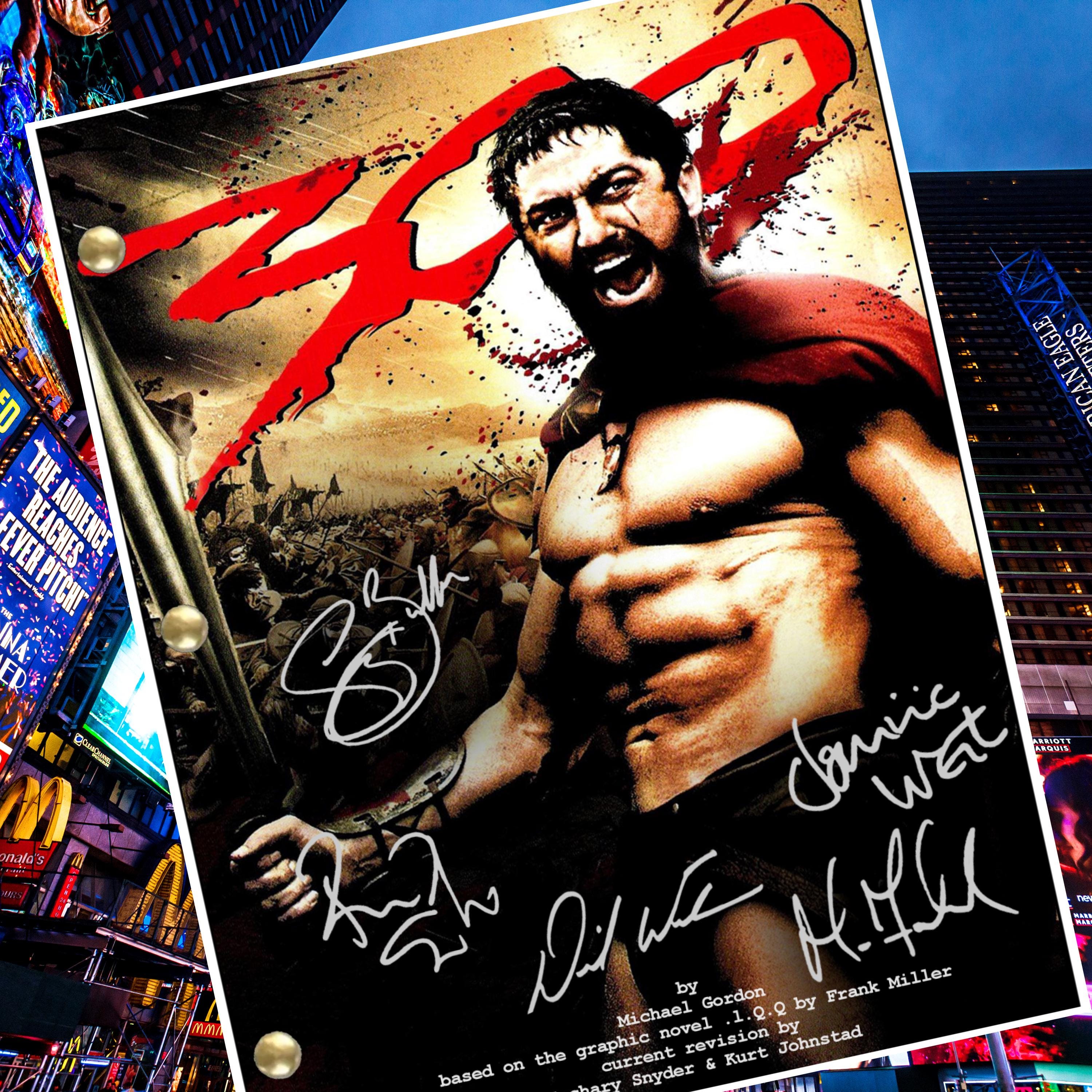 300 Movie Script Autograph Cast Signed Cover Reprints, Full 108 Page Script