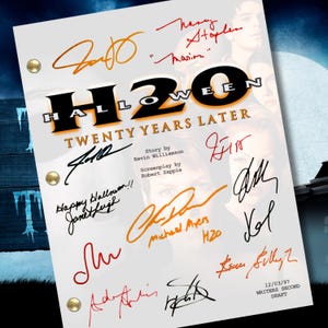 Halloween H20 Cast Signed Autograph Script Reprints Michael Myers Memorabilia, 90s horror memorabilia, horror movie collectible script