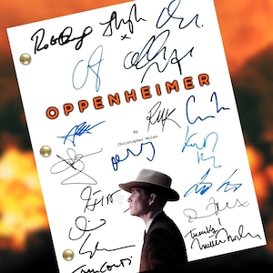Filmscript Oppenheimer-script ondertekend, herdrukken met handtekening, 199 pagina&#39;s, Oppenheimer 2023-film