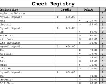 Check Register Edit in Excel