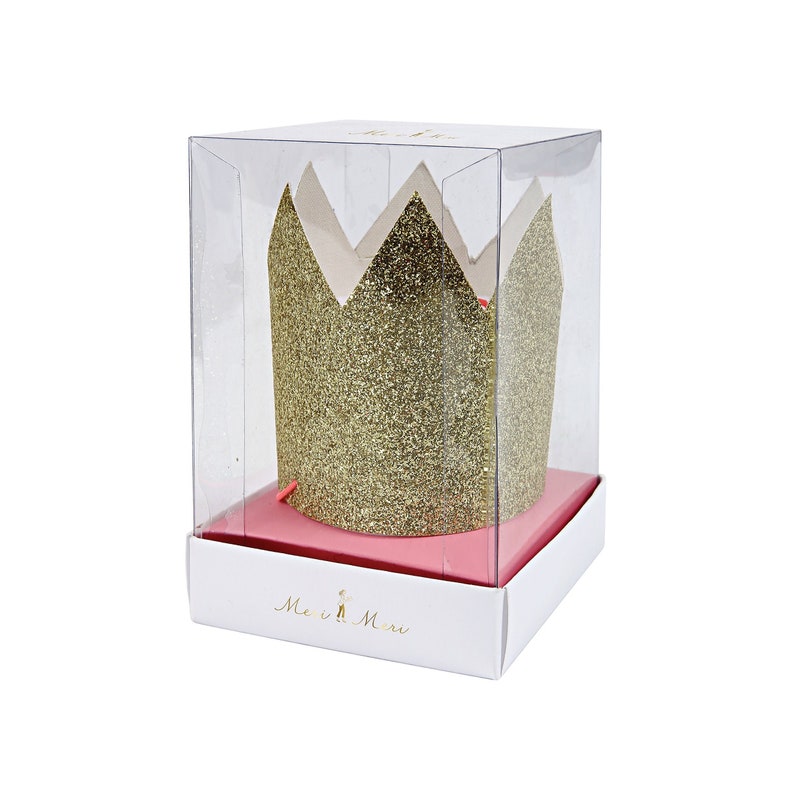 Mini Gold Glitter Crowns x 8 image 3