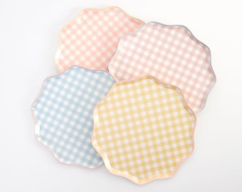 Pastel Pink Plaid Small Paper Plates