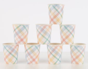 Plaid Pattern Cups (x 8)