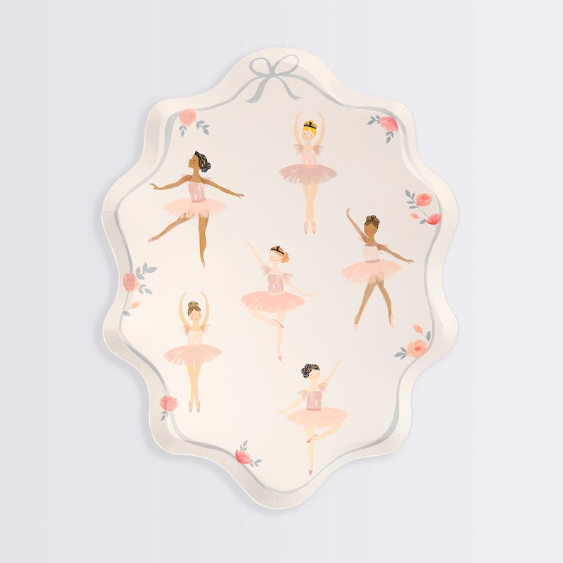 Meri Meri Ballerina Plates (8 Pack) | Ballet Party Plates | Elegant Pink for Birthday, Dance Party & Celebrations image 1