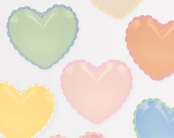 Meri Meri Pastel Heart Small Plates | Birthday Party Decor | Dessert Tableware