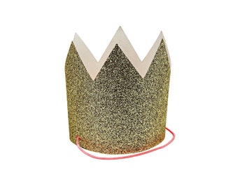 Mini Gold Glitter Crowns (x 8)