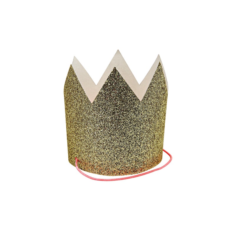 Mini Gold Glitter Crowns x 8 image 1