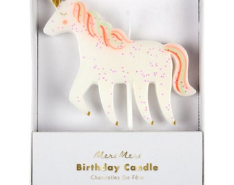 Meri Meri Birthday Candle - Unicorn Glitter Candle (Pack of 1)