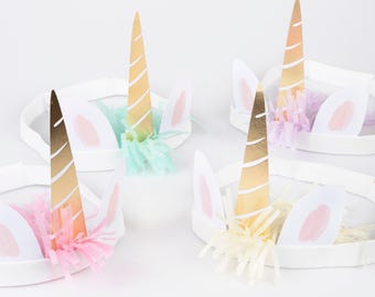 Meri Meri Meadown Unicorns Horn Headbands | Birthday Party Decor | Dress Up Headbands