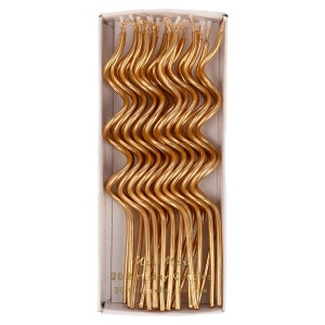 Meri Meri Birthday Candle - Gold Swirly Candles (Pack of 20)