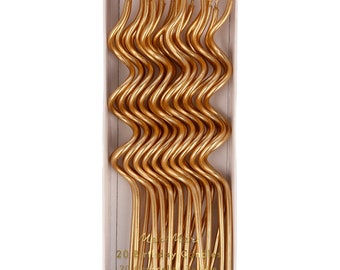 Meri Meri Birthday Candle - Gold Swirly Candles (Pack of 20)