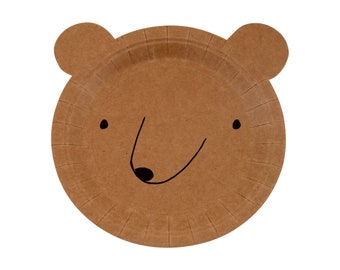 Meri Meri Woodland Bear Small Plates | Baby Shower Decor | Dessert Tableware