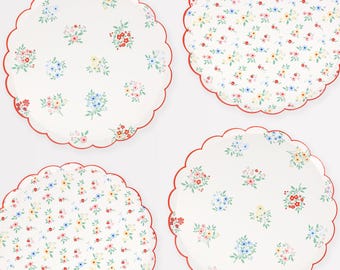 Meri Meri Posy Scalloped Side Plates | Birthday Party Decor | Dessert Tableware