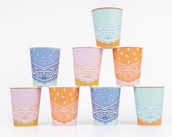 Meri Meri Western Bandana Cups | Cowgirl Party Decor | Party Tableware