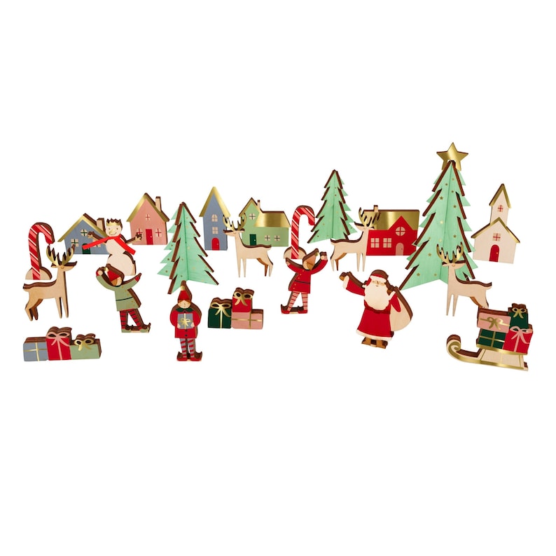 Festive Village Wooden Advent Calendar Etsy