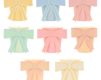 Pastel Bow Cups (x 8)