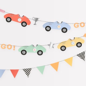 Meri Meri Race Cars Garland (10&#39; with excess cord - Pack of 1)