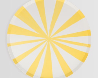 Yellow Stripe Dinner Plates (x 8)