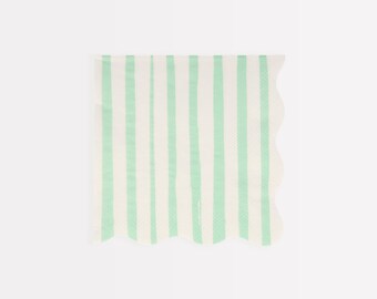 Mint Stripe Small Napkins (x 16)