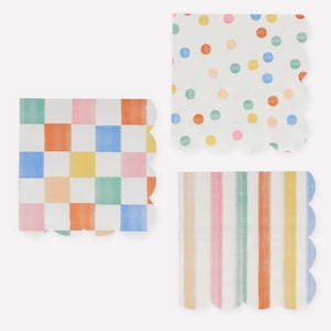 Serviettes de table Meri Meri à motifs colorés | Décoration de fête d'anniversaire | Vaisselle de fête