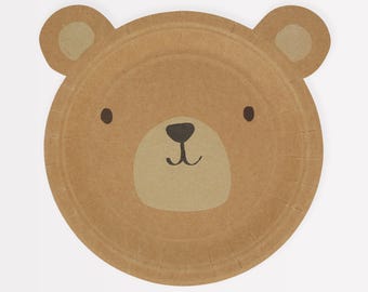 Meri Meri Woodland Bear Plates (Pack of 8)